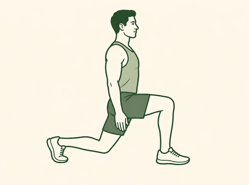 Lunge posture guide shown during a workout